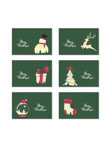 6pcs Merry Christmas Greeting Cards, Exquisite Holiday Party Supplies Holiday Invitation Cards, Included Envelopes And Stickers - Multicolor - View 14