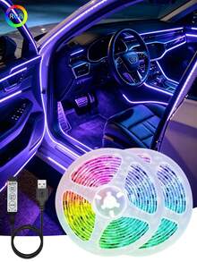 USB 3按鈕電視LED燈條，16.4英尺LED燈，兼容45-75英吋電視，3色燈條適用於電視、家居裝飾、靈活櫥櫃燈，適合家居裝飾、派對、節日、客廳照明、臥室和電視背光 - 彩色 - 查看 3