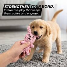 1pc Hand-Woven Rope Dog Toys Featuring Animal Designs Such As Rabbits Lions Ducks And Giraffes Durable And Chew-Resistant They Help Relieve Stress And Clean Teeth Perfect For Interactive Play They Make An Ideal Gift And Essential Accessory For Pets - Pink - View 1