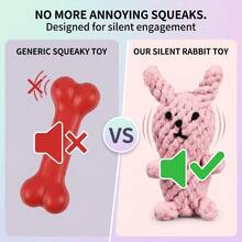 1pc Hand-Woven Rope Dog Toys Featuring Animal Designs Such As Rabbits Lions Ducks And Giraffes Durable And Chew-Resistant They Help Relieve Stress And Clean Teeth Perfect For Interactive Play They Make An Ideal Gift And Essential Accessory For Pets - Pink - View 5