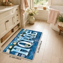 1pc Blue Vintage Wood Grain Pattern Printed Faux Cashmere Kitchen Mat, Absorbent Kitchen Rug, Kitchen Carpet, Long Runner Mat, Sink Front Mat, Suitable For Kitchen, Bathroom, Entryway, Hallway, Laundry Room And Home Decor - Multicolor - View 11