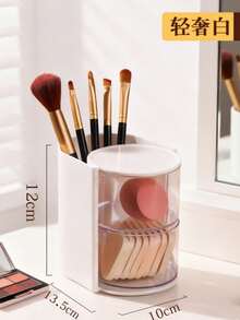 1pc Rotating Cosmetic Storage Box - With Drawers, Ideal For Storing Makeup Brushes, Combs, Various Makeup Tools, Powder Puffs, Lipsticks, Perfect Gift For Back To School, Graduation, Holidays, Parties, Girlfriend, Mom, Best Friend. Essential Summer Makeup Storage - View 18