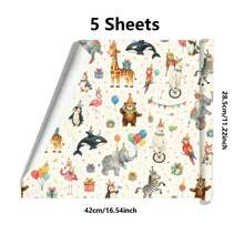 5/10 Lembar Kertas Pembungkus Kado Motif Sirkus Hewan, Pembungkus Kado untuk Anak Perempuan, Cocok untuk Ulang Tahun, Pernikahan, Acara Menyambut Bayi, Pertunangan, dan Kado Natal - MultiWarna - View 9