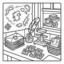 Thick Line Simple Coloring Pages, Tropical Island Style (Tiki Bar, Coconut Trees, Beach Hut, Vacation Scenery), Suitable For Relaxation, Stress Relief And Healing, 24 Coloring Pages Total - Multiple Styles - View 2