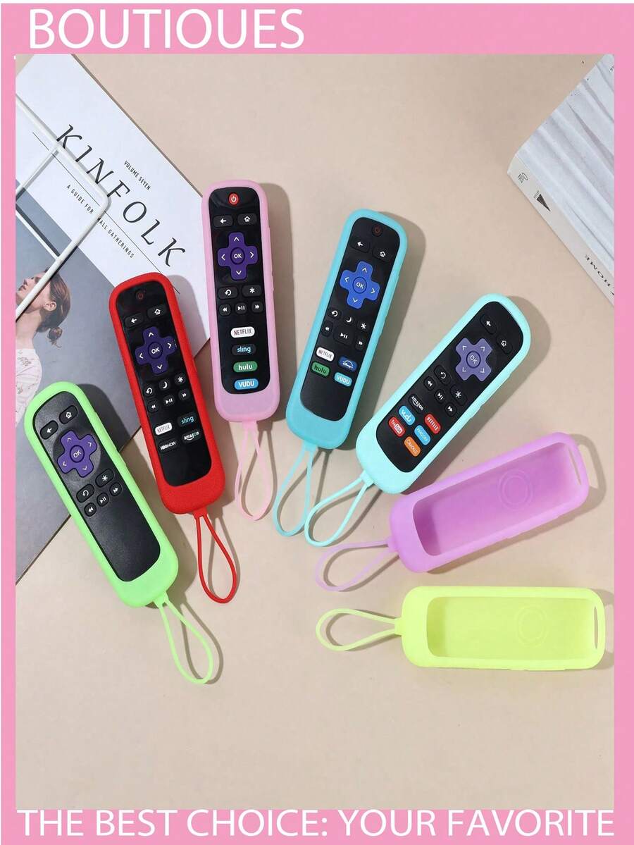 1-Pack Cylindrical Remote Control Case, Soft Silicone Case, Compatible With A Variety Of Smart TV Remote Controls. Thickened Faux Leather-Textured Shock-Resistant Case With A Glow-In-The-Dark Strap, Available In Multiple Colors. - 1PC - View 1