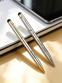 Custom Text Logo Metal Stylus Pen For Phone Tablet Touchscreen Capacitive Stylus Pen Handwriting Pen Rotating Ballpoint Pen 1.0mm Black Ink Gift Pen For Couples, Husbands/Wives, Colleagues, Friends, Elders, Students, Classmates, Teachers - Multicolor - View 4