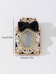 1pc Square Fabric Rhinestone Bow Brooch, Vintage Baroque Style, Suitable For Suit, Coat, Shirt Decoration, Can Be Used As Holiday Gift Accessory - classic - View 5