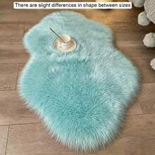1pc Light Blue Cloud Faux Rabbit Fur Rug, Soft Comfortable Fluffy Material, Irregular Size, Cutting Error 1-5cm, Decorative Rug, Living Room Rug, Bedroom Rug, Entryway Rug, Kitchen Rug, Bathroom Rug, Gaming Room Rug, Study Rug, Walk-In Closet Rug, Thickened Rug, Autumn/Winter Rug, Fur Rug, Thick Rug - Multicolor - View 2