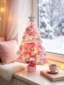 45cm Desktop Mini Christmas Tree, Artificial Small Christmas Tree With Star Top And Hanging Decorations, Home Office Christmas Party Tabletop Holiday Centerpiece (No Lights Included, Lights Need To Be Added Separately) - Multicolor - View 3