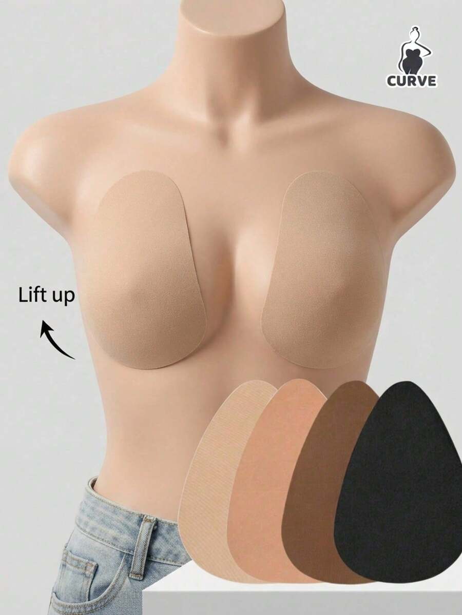 2 Pairs Disposable Breast Lift Tape For B-D Large Bust, Invisible Strapless Backless Self-Adhesive Push Up Sticky Bra For Women (Low Adhesion, Strong Adhesion May Be Harmful To Breasts) - Multicolor - View 1