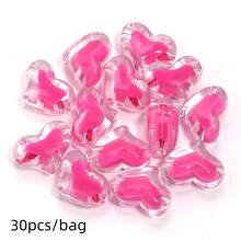 30pcs/Pack Acrylic Flat Heart Beads, Frosted Transparent Candy Color Beads, DIY Necklace Bracelet Beads Keychain Phone Pendant Beading Jewelry Making Accessories - Love - View 13
