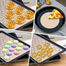 Set 4 Alas Panggang Silikon untuk Makaron, Alas Oven Tahan Panas Anti Lengket dan Dapat Digunakan Kembali dengan Templat Panduan Bulat, Loyang Panggang Berbagai Ukuran untuk Makaron, Kue Kering, Pizza, Pastri, Roti, dan Kue Buatan Rumah - View 9