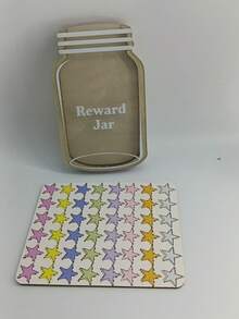 Wooden Reward Jar, 36pcs Stars And Flowers, Hollow Positive Reinforcement Behavior Chart With Base Management Tool Decorative Reward System, Suitable For Teachers School Classroom Supplies, School Supplies, Back To School, Home Decor, Party Decor - A - View 6