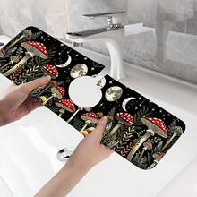 1pc Mushroom Pattern Sink Faucet Absorbent Mat, Drainage Pad, Suitable For Kitchen, Bathroom Sink, Countertop, Drainage Pad, Diatomaceous Earth Material, Trimmable, Quick Drying Mat - Multicolor - View 10