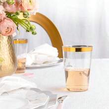 20pcs 6.76OZ Gold Aviation Cups, Liquor Cups, Ice Cream Cups, Champagne Cups, Washable And Reusable, Iced Tea Cups, Suitable For Weddings, Parties, Holidays And Various Events And Occasions - Gold - View 3