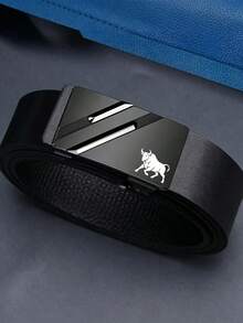 1pc Bull Pattern Double-Bar Men's Belt, Luxury Brand Ratchet Belt For Suits, Ideal Gift Choice - Bull - View 10