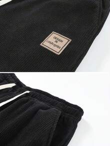 Men's Autumn/Winter Thermal Lined Thick Straight Leg Casual Fashion Minimalist Long Pants - Black - View 5