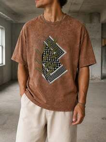 EWH 2025 New ModelWash T-Shirt Keffiyeh Cat Hip Hop ReDG004 - Brown - View 2