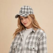 Women's Vintage Chic Autumn/Winter Warm Wool Baseball Cap, Windproof Versatile Duck Bill Hat For Travel And Daily Wear - Vintage Plaid - View 9
