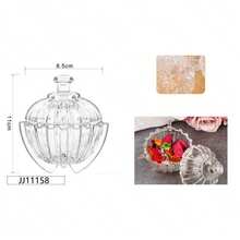 1pc 8.5cm*11cm Vertical Striped Glass Candy Jar With Lid Decorative Storage Container - View 9
