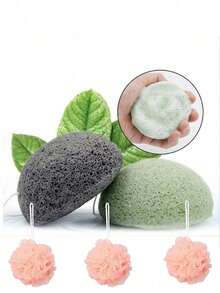 Multi-Color Soft Konjac Facial Cleansing Puff, Gentle Foaming Pore Cleansing For Women's Skincare, Home Facial Makeup Removal And Cleansing, Back To School, Family And Student Essential Bathing Tool - Multicolor - View 9