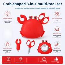Dụng cụ nhà bếp 3 trong 1 hình cua dễ thương, mở nắp chai nam châm, mở bia đa năng kèm nam châm tủ lạnh, dao rọc giấy và kéo mini - Nhiều màu - Xem 6