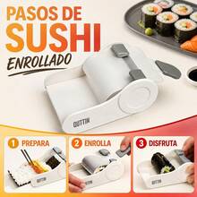 Quttin Sushi Roller Machine 22.5x8x5cm, Manual Sushi Maker Mold Made Of ABS And PP For Easy Homemade Sushi Rolls, White And Grey Kitchen Tool - View 6