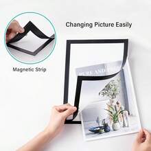 3pcs A4 Magnetic Self-Adhesive Photo Frames, Portable Wall-Mounted Plastic Photo File Display Box, Suitable For Photos And Magnetic Whiteboards, Minimalist Decor Magnetic Photo Frame Folder, No Screws/No Installation Required - A - View 6
