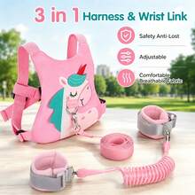 Children's Anti-Lost Safety Harness With Wrist Connector, Baby Toddler Walking Leash, Portable Safety Accessory For Outdoor Walks, Travel And Outings - Pink - View 8