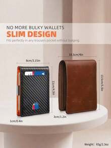 HOVI'S 1pc | Carbon Fiber Ultra-Thin Wallet | Business Casual Style | 1cm Slim Body + RFID Anti-Theft + 11 Card Slots | Wallet + Transparent ID Window | Commuter Travel Essential - Orange - View 8