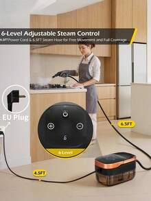 Steam Cleaner, 1250ml High Temperature High Pressure Steam Cleaner, Equipped With 10 Accessories And 6 Adjustable Settings, Multi-Function Kitchen Steam Cleaner And Car Steam Cleaner, Suitable For Floors, Carpets, Sofas, Kitchen Appliances, Crevices, Vehicles And Clothing Wrinkle Removal, Steam Cleaner, Steam Iron, Kitchen Essential And Carpet Cleaning Tool, Essential Home Cleaning Tool, Household Steam Cleaner, Holiday Gift. - EU E Type Plug(220-240V) - View 6