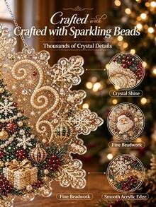 2D DIY Diamond Painting Acrylic Hanging Ornament Set, Sparkling Crystal Rhinestone Christmas Tree Hanging Decor, Suitable For Adult Beginners Craft Kit, Cozy Winter Holiday Home Decoration, Ideal Christmas Holiday Gift For Craft Enthusiasts - Sets - View 7