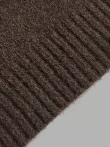 NiceArt Sweater Rajut Campuran Wol Slim Fit Bergaris Leher Tinggi Warna Cokelat Kopi Gelap Vintage Musim Gugur/Dingin untuk Wanita, Pakaian Musim Gugur, Perjalanan ke Kantor, Halloween - Coklat - View 5