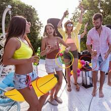 5pcs PVC Inflatable Banana Ring Set, Bar Nightclub Prop, Single Party Inflatable Toy, Photo Prop (Random Ring Color) - Yellow - View 5