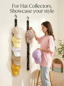 1pc Multi-Functional Baseball Cap Storage Rack (Includes 8 Clips), Foldable Hanging Storage Can Hold 8 Hats, Hat Storage, Suitable For Closet And Cabinet Doors, Can Be Hung On Doors Or Walls As A Hat Storage Rack, Christmas Home Decor, Suitable For Baseball Caps, Knit Hats, Swim Caps And Other Types Of Hats, Essential Life Item, Home Supplies, Bathroom Accessories - Multicolor - View 9