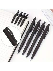 Black Round Head Retractable Pen, 1.0mm Medium Tip, Smooth Ink, Retractable And Super Practical! Minimalist Design, Smooth Writing, Black Ink Pen, Writing Pen, Diary Pen, Office, School Supplies, Retractable, Super Practical For Students, Teachers, Office And Business Use. - Multicolor - View 1