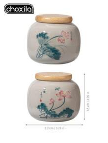 choxila 1pc Ceramic Tea Canister, Tea Container, Sealed Container, Traditional Chinese Style Household Storage Jar, Storage Jar, Porcelain Container, Tea Storage Canister - Tea Canister - View 11