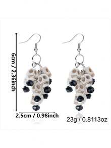 Halloween Funny Ear Pendants In A Retro Gothic Style With Skull-Shaped Tassels As Party Costume Accessories - Multicolor - View 5