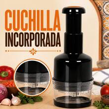 Manual Vegetable And Onion Chopper With Stainless Steel Blades And PP Plastic Body, Hand Press Food Slicer For Kitchen, Black, 10x24cm - Black - View 6