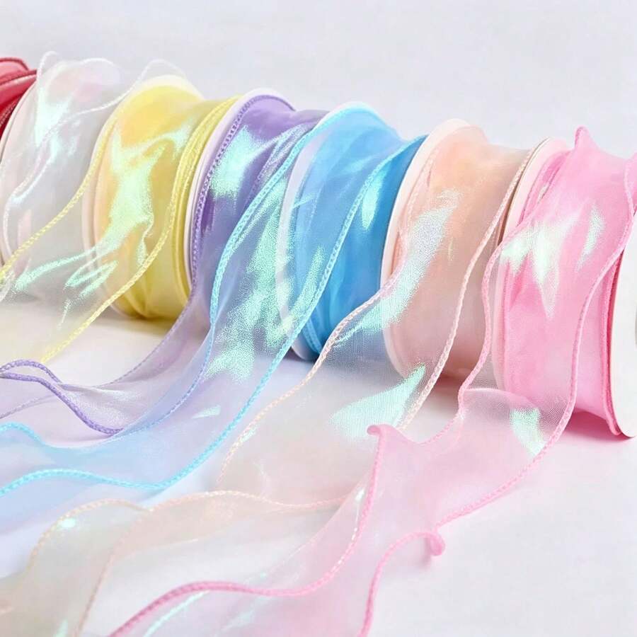 5 Gulungan Pita Sepanjang 50 Yard, Cocok untuk Dekorasi Pita, Dekorasi Pohon Natal, Pembungkus Kado, Dekorasi Pernikahan, Hiasan Kepala, Buket Mewah, Dekorasi Kue, Pembuatan Pita, dll. - Beraneka warna - View 1