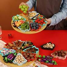 5-Compartment And 8-Compartment Creative Christmas Tree Multi-Slot Snack Tray, Holiday Candy And Nut Platter, High Aesthetic Decorative Fruit Bowl, Perfect For Daily Home Use, New Year, Christmas And Other Celebrations - Multicolor - View 4