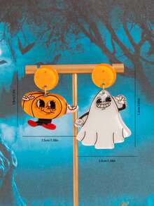 1 đôi bông tai mặt dây chuyền in hình bí ngô ma mặt đáng yêu thiết kế Halloween - Nhiều màu - Xem 5