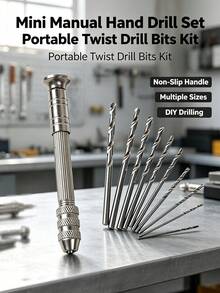 Set Bor Tangan Manual Mini dengan Berbagai Ukuran Mata Bor Putar, Pegangan Anti Selip, Kit Alat Pengeboran Manual Portabel, Cocok untuk Pengeboran Kayu, Resin, Plastik, dan Model Manik-manik Buatan Tangan DIY - Set batang bor putar tangan manual - View 1