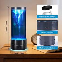 Whirlwind Aquarium Light , LED Lighting, , With 7 Dynamic Color Changing Settings, Ideal For Aquarium Enthusiasts, Automatic Rotating Tornado Design, Suitable For Room Decor And Christmas/Birthday Gifts Whirlwind Lamp - Multicolor - View 4