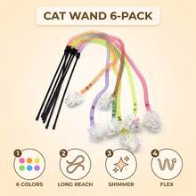 Cat Teaser Wand With Rainbow Mesh Tube And Bell, Durable Bite-Resistant Interactive Cat Toy, Fur Ball Bell Interactive Pet Toy For Boredom Relief And Self-Entertainment, Suitable For Cat Training And Play, Interactive Pet Supplies - Multicolor - View 3