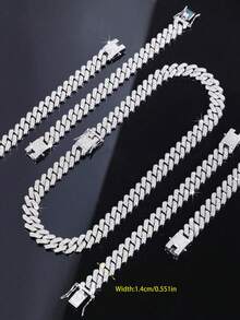 1pc European And American Fashion Thick Chain Bubble Cuban Link Necklace, Hip-Hop Street Style Personalized Jewelry, Gift For Boyfriend - A - View 10