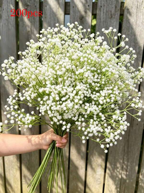1-220pcs Artificial Baby's Breath, White Artificial Baby's Breath, Realistic Touch, Suitable For Wedding, Party And Home Garden Decoration, Handmade Texture Artificial Flower Bouquet, White Baby's Breath (29cm, Plastic Material)