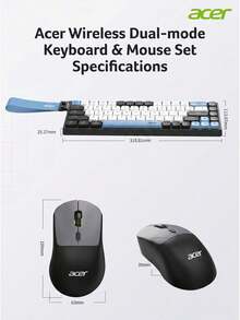 Acer Kombinasi keyboard dan mouse nirkabel dual-mode, sakelar gunting, senyap, dapat diisi ulang, keyboard dan mouse Bluetooth kantor dengan desain blok warna. - View 11