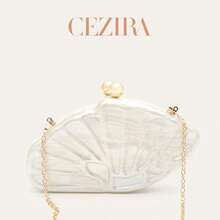 CEZIRA Fashionable Novel Design Acrylic Evening Clutch Bag For Women With Magnetic Closure And Long Chain Crossbody Strap, Suitable For Party, Banquet, Date, Wedding, Travel - White - View 1