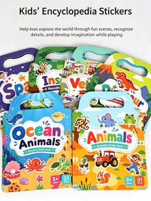 Reusable DIY Sticker Book For Kids, Multi-Scene Multi-Theme Bubble Stickers, Creative Jelly Stickers, Portable Quiet Busy Sticker Book - Multicolor - View 5